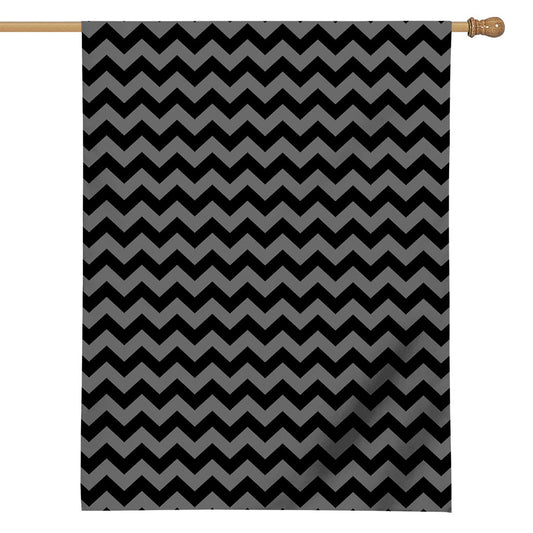 Grey And Black Chevron Pattern Print House Flag