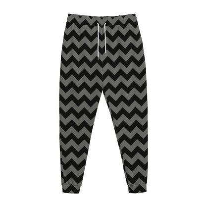 Grey And Black Chevron Pattern Print Jogger Pants
