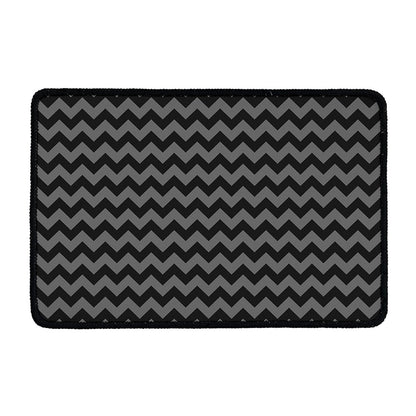 Grey And Black Chevron Pattern Print Kitchen Mat