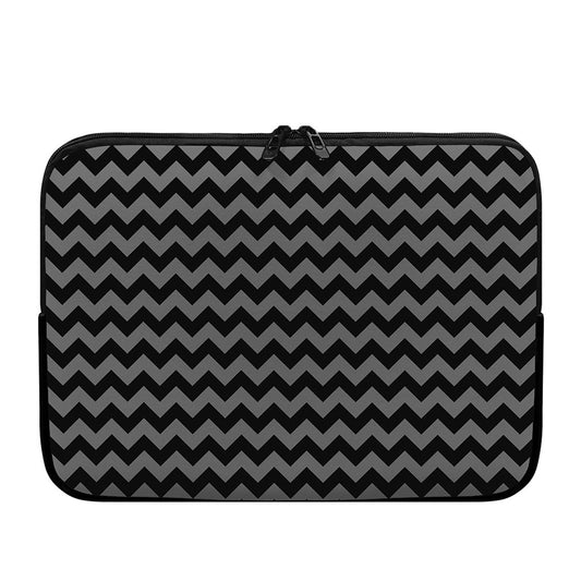 Grey And Black Chevron Pattern Print Laptop Sleeve