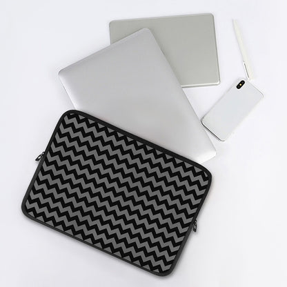 Grey And Black Chevron Pattern Print Laptop Sleeve