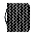 Grey And Black Chevron Pattern Print Leather Bible Cover