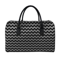 Grey And Black Chevron Pattern Print Leather Duffel Bag