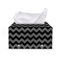 Grey And Black Chevron Pattern Print Leather Tissue Box Cover