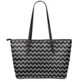 Grey And Black Chevron Pattern Print Leather Tote Bag With Zipper