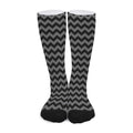 Grey And Black Chevron Pattern Print Long Socks