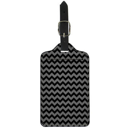 Grey And Black Chevron Pattern Print Luggage Tag