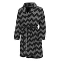 Grey And Black Chevron Pattern Print Men's Bathrobe