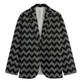 Grey And Black Chevron Pattern Print Men's Blazer