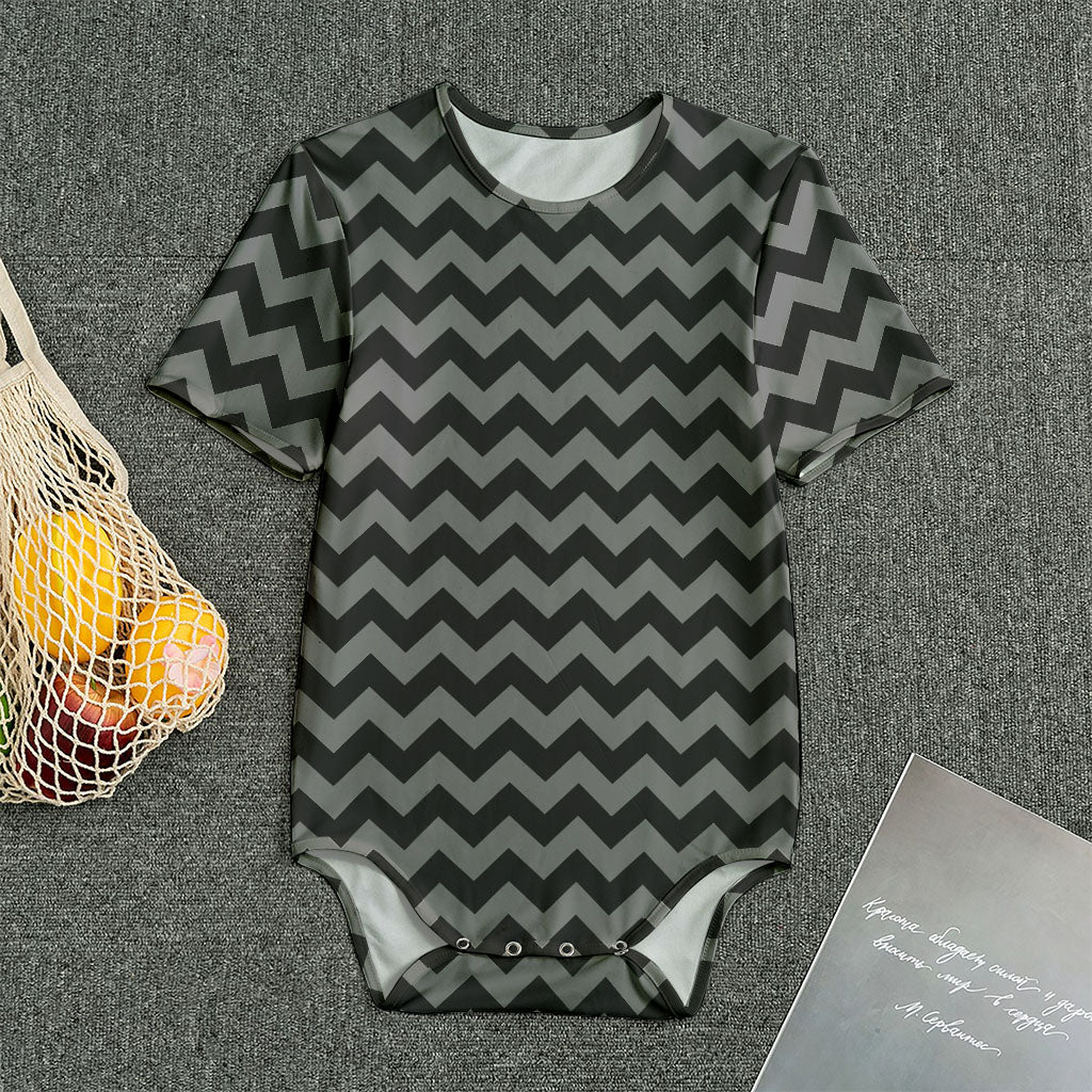 Grey And Black Chevron Pattern Print Men's Bodysuit
