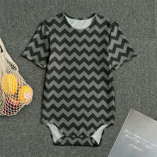 Grey And Black Chevron Pattern Print Men's Bodysuit