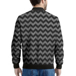 Grey And Black Chevron Pattern Print Men's Bomber Jacket