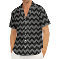 Grey And Black Chevron Pattern Print Men's Deep V-Neck Shirt