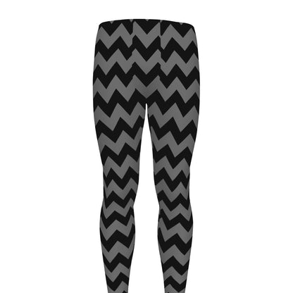 Grey And Black Chevron Pattern Print Men's leggings