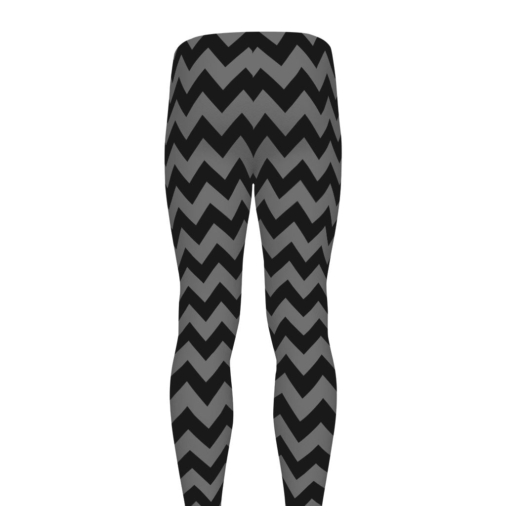 Grey And Black Chevron Pattern Print Men's leggings