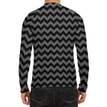 Grey And Black Chevron Pattern Print Men's Long Sleeve Rash Guard