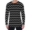 Grey And Black Chevron Pattern Print Men's Long Sleeve T-Shirt