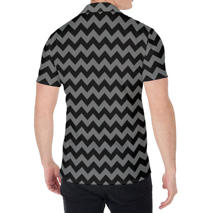 Grey And Black Chevron Pattern Print Men's Shirt