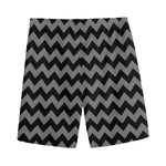 Grey And Black Chevron Pattern Print Men's Sports Shorts