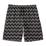Grey And Black Chevron Pattern Print Men's Swim Trunks