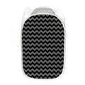 Grey And Black Chevron Pattern Print Mesh Laundry Hamper