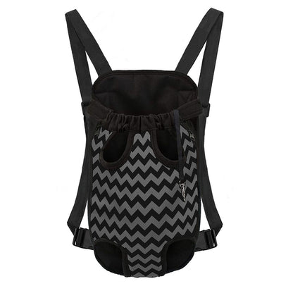 Grey And Black Chevron Pattern Print Pet Carrier Backpack