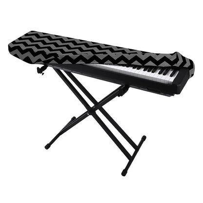 Grey And Black Chevron Pattern Print Piano Keyboard Cover