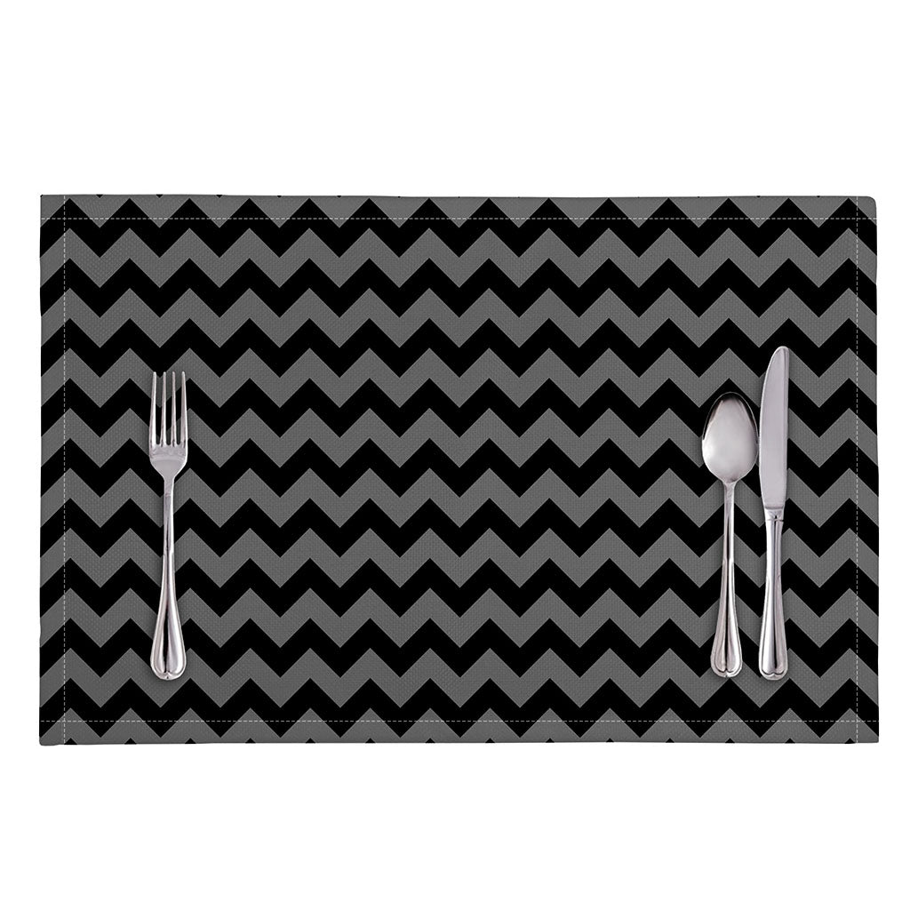 Grey And Black Chevron Pattern Print Placemat