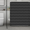 Grey And Black Chevron Pattern Print Polyester Shower Curtain