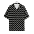 Grey And Black Chevron Pattern Print Rayon Hawaiian Shirt
