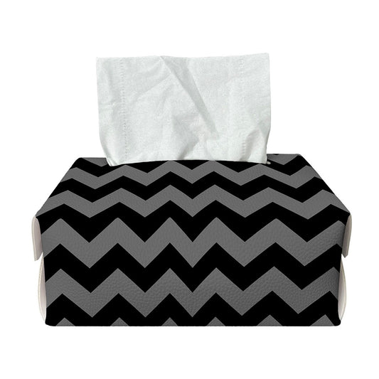 Grey And Black Chevron Pattern Print Rectangle Tissue Box Cover