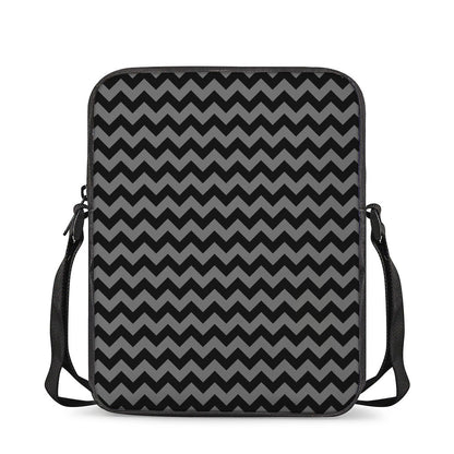 Grey And Black Chevron Pattern Print Rectangular Crossbody Bag