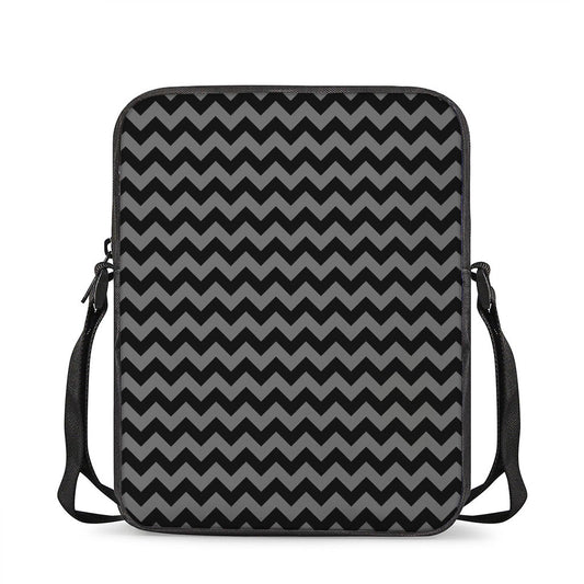 Grey And Black Chevron Pattern Print Rectangular Crossbody Bag