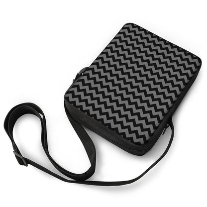 Grey And Black Chevron Pattern Print Rectangular Crossbody Bag