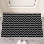 Grey And Black Chevron Pattern Print Rubber Doormat