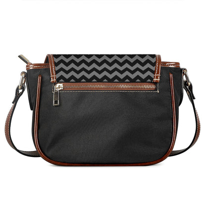 Grey And Black Chevron Pattern Print Saddle Bag