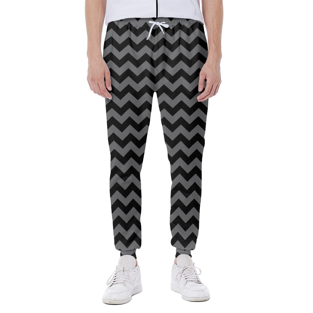 Grey And Black Chevron Pattern Print Scuba Joggers