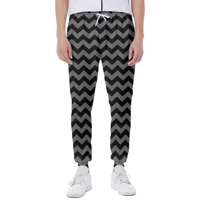 Grey And Black Chevron Pattern Print Scuba Joggers