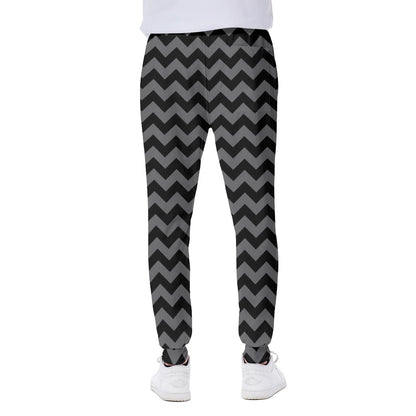 Grey And Black Chevron Pattern Print Scuba Joggers