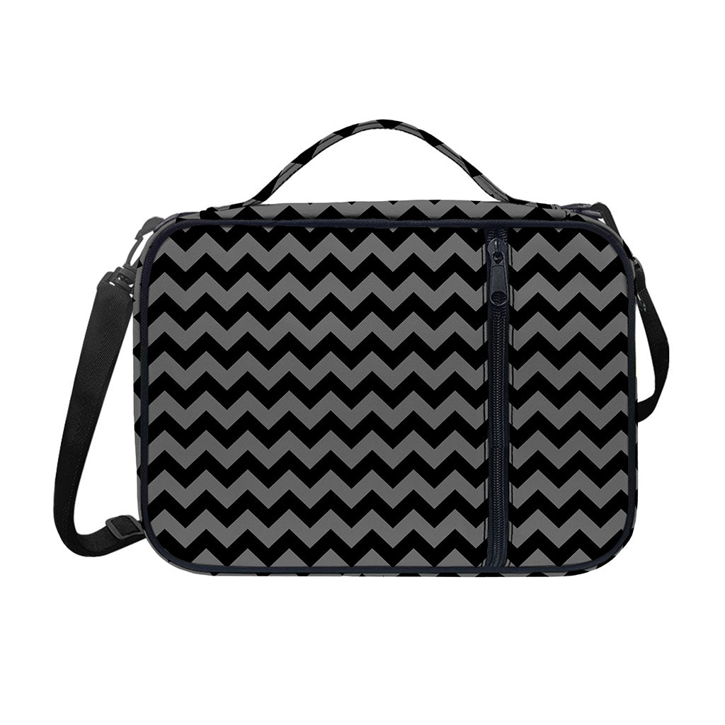 Grey And Black Chevron Pattern Print Shoulder Strap Bible Bag