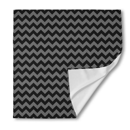 Grey And Black Chevron Pattern Print Silk Bandana