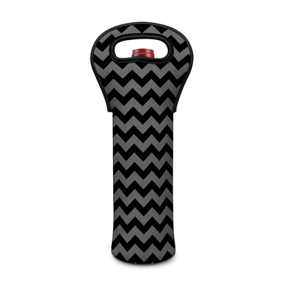 Grey And Black Chevron Pattern Print Single Neoprene Wine Tote
