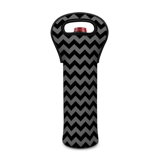 Grey And Black Chevron Pattern Print Single Neoprene Wine Tote