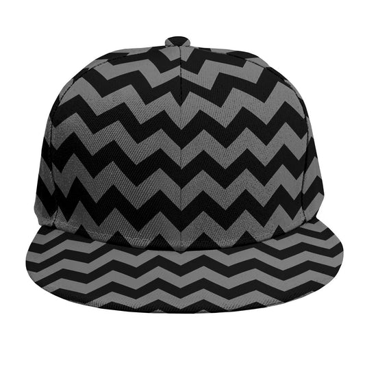 Grey And Black Chevron Pattern Print Snapback Cap