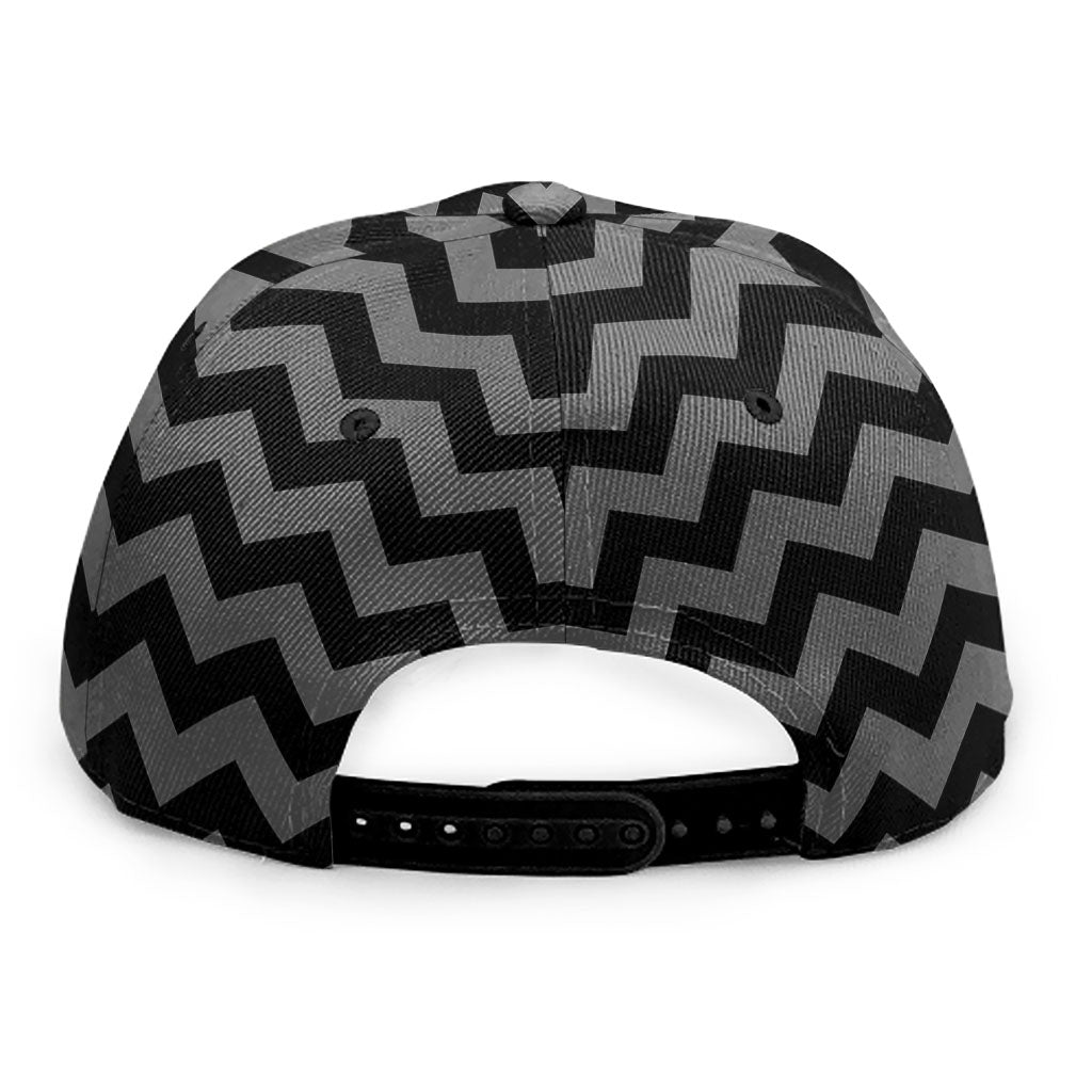 Grey And Black Chevron Pattern Print Snapback Cap