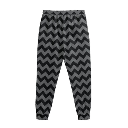 Grey And Black Chevron Pattern Print Sweatpants