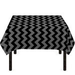 Grey And Black Chevron Pattern Print Tablecloth