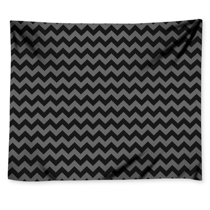 Grey And Black Chevron Pattern Print Tapestry