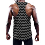 Grey And Black Chevron Pattern Print Training Tank Top