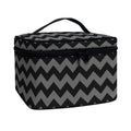 Grey And Black Chevron Pattern Print Travel Makeup Bag